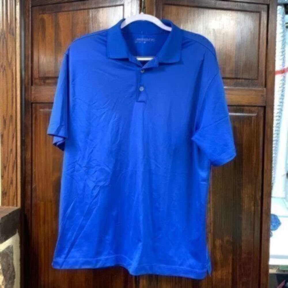 Nike Golf bright blue polo collared dri-fit shirt sleeve shirt size large